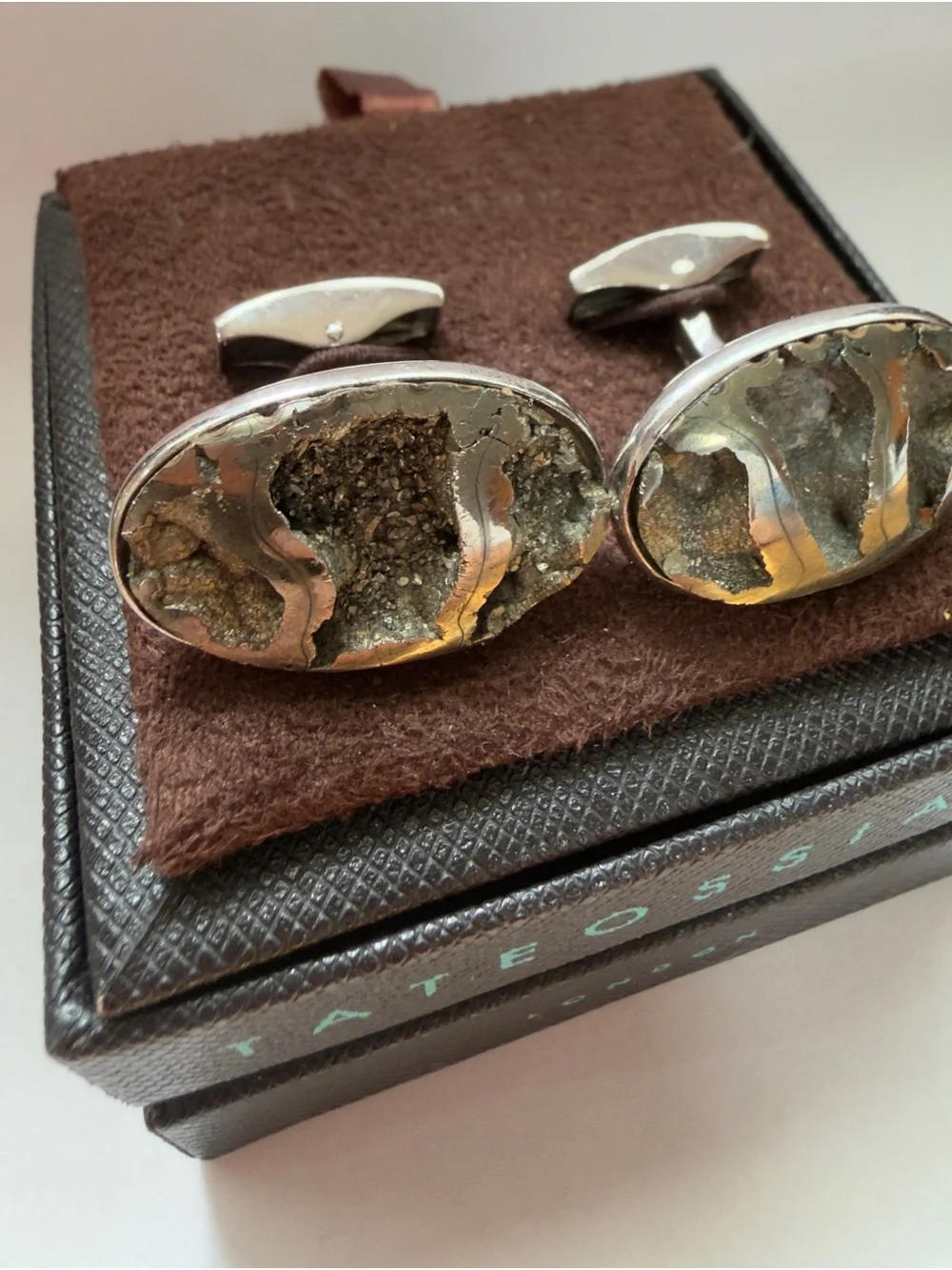 Tateossian CL3501 Ammonite Fossil .925 Sterling Silver Cufflinks Limited 7/14